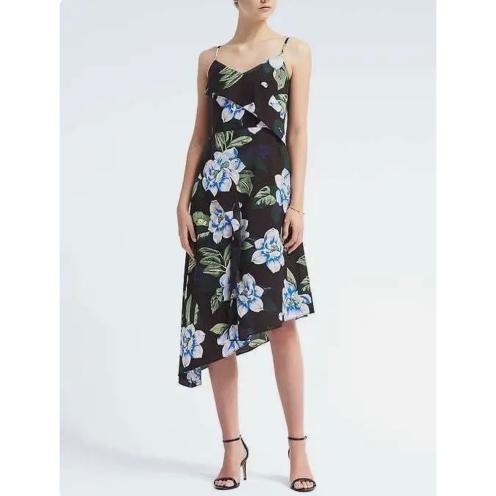 Banana Republic Asymmetrical Floral Midi Dress